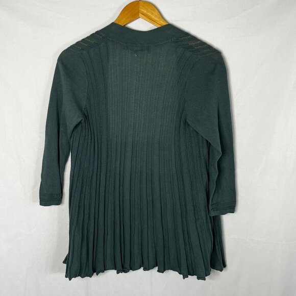 Knitted & Knotted Teal Open-Front Knit Lightweight Cardigan 100% Cotton Size XS - Picture 2 of 10